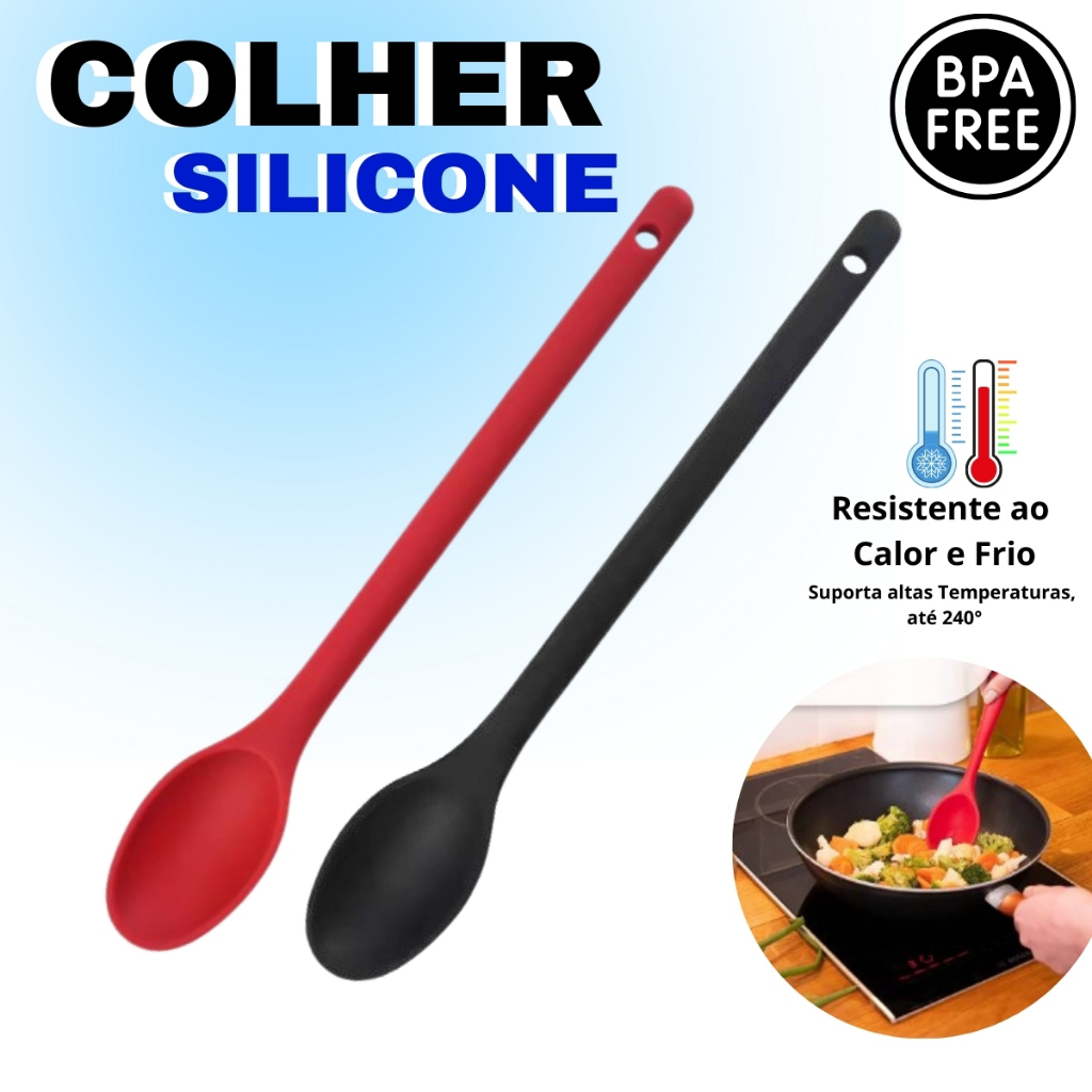 Colher Pequena de Silicone 30 cm Utensilio de Cozinha Arroz Mexer