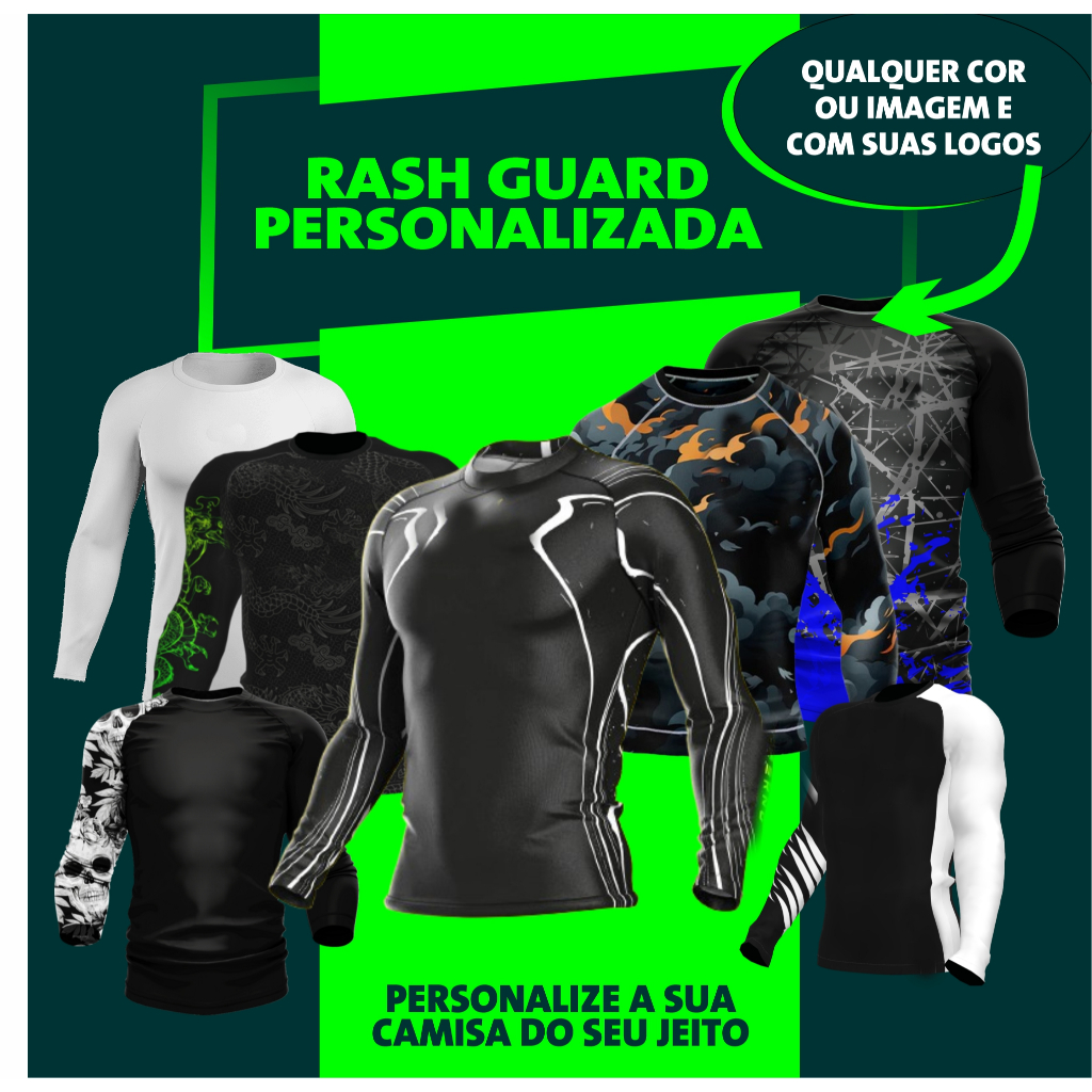 Camisa Rash Longa Personalizada Do Seu Jeito UV 50 cliente personaliza em Oferta na Shopee