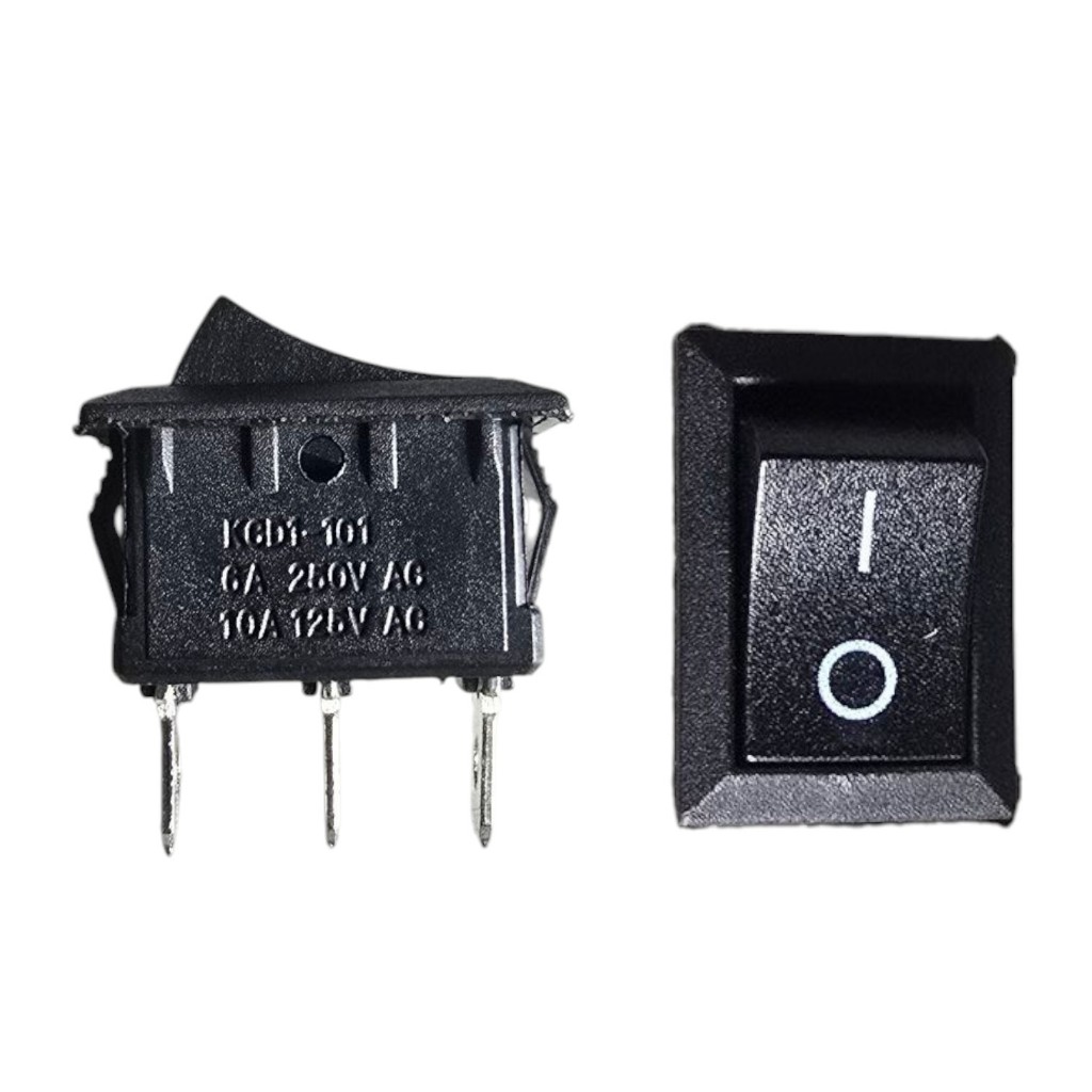 Chave Gangorra KCD1-102 3 Terminais 6A 250V 10A 125V Preta