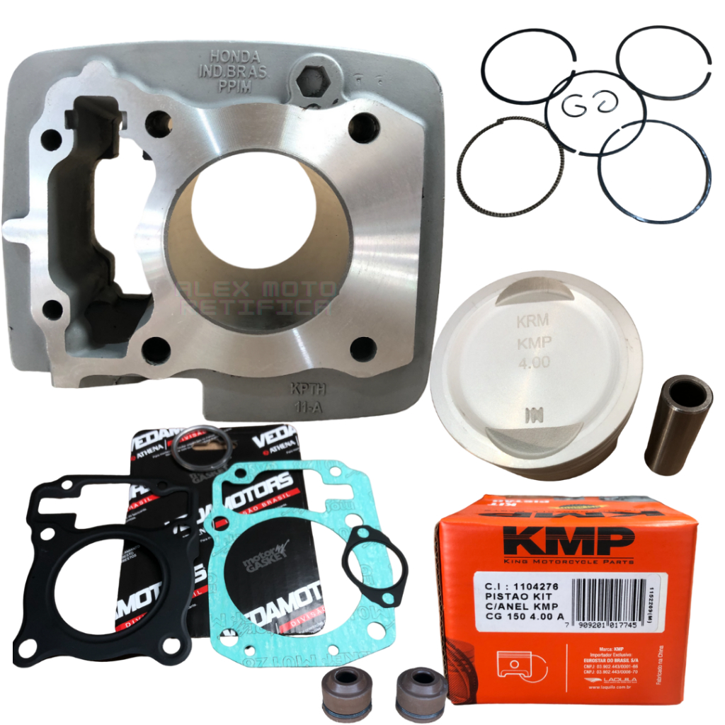 Kit Cilindro 4mm Fan Bros Titan 150 2004 2005 2006 2007 2008 2009 2010 2011 2012 ate 2015 Kit Completo Kit A Pistão KMP