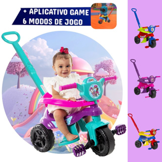 Triciclo + Game Aplicativo 3D 🚴‍♂️ Motoca Infantil Completa Várias Cores – Protetor, Pedal e Haste de Empurrar Inmetro em Oferta na Shopee