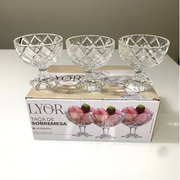 Kit 6 Taças Em Vidro Sobremesa Sorvete Doces Kit Com 6 Peças 170ml / Bowl com 6 Peças Lyor