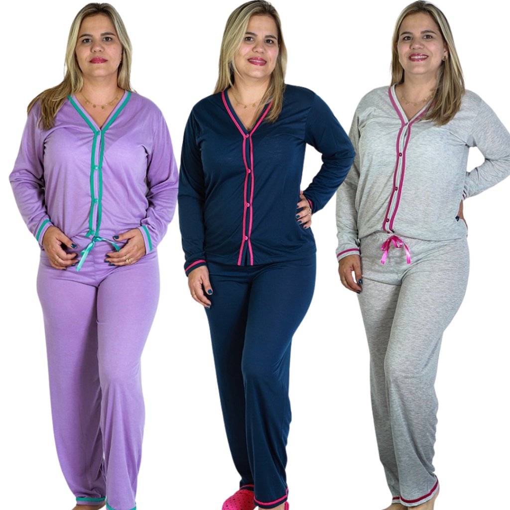 Pijama Longo Blogueirinha Americano Amamentação em Oferta na Shopee