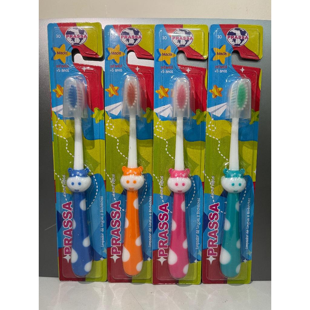 Kit Escova de Dente Infantil de Cerda Macia Desenho Girafa em Cores Diferentes em Oferta na Shopee
