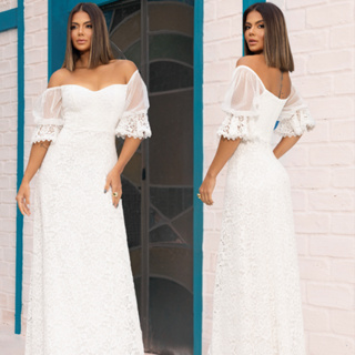 Vestido Noiva Feminino Ombro a Ombro Tomara que Caia Manga Renda Elegante Confortável Noiva em Oferta na Shopee