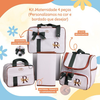 Bolsa Maternidade Com 4 Peças Personalizado / Coleção Pequeno Sonhos, Estação Mamãe e Bebê...
