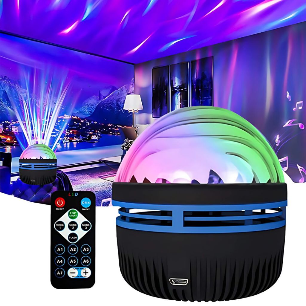 Projetor Giratório Efeito Ondas Ocean Aurora Boreal Luminária Led 14 Efeitos Com Controle em Oferta na Shopee