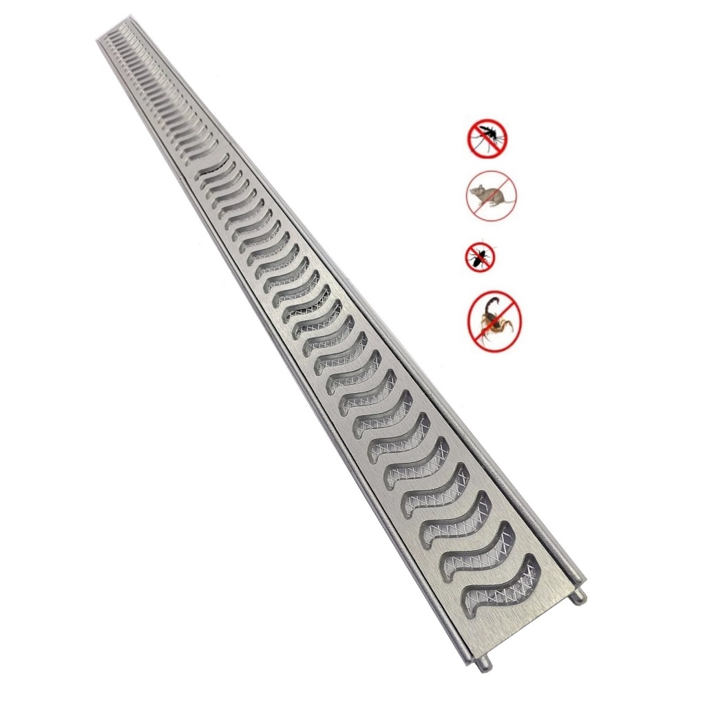 Ralo Grelha Linear Elite 8x100cm Alumínio com aro Tela anti Insetos (2 peças 8x50cm)
