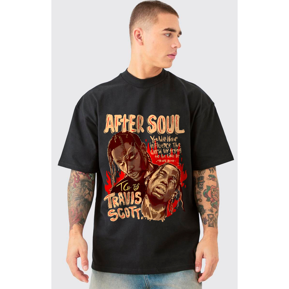 Camiseta Plus Size AfterSoul | Travis Scott | Streetwear | 100% Algodão | Oversized | Vibe Trap