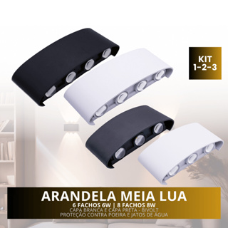Luminária Arandela Meia Lua Led 6w/8w 6/8 Fachos Cor Branca ou Preta Bivolt Branco Quente 3000K Ip66 em Oferta na Shopee