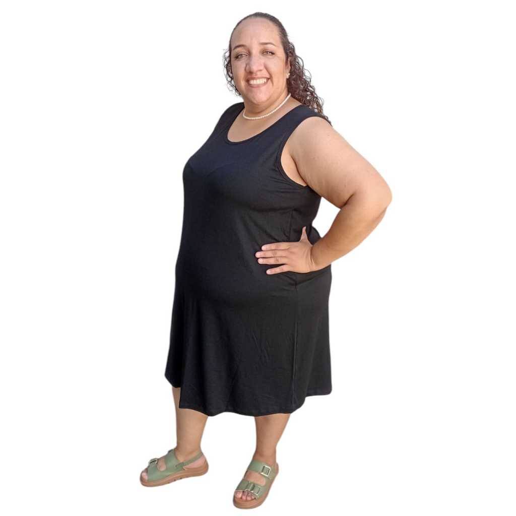 Vestido Feminino Regata Plus Size Veste Tamanho 40 ao 64 (M ao G10) Cores Lisas Tecido Viscolycra