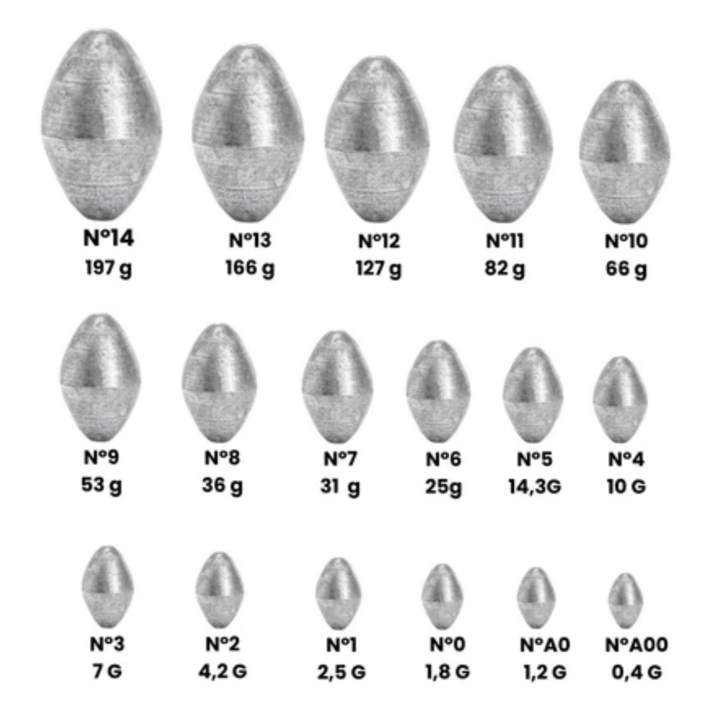 Chumbada Chumbo Para Pesca Pacote Kit 500 Gramas Balão/Oliva/Oval Tamanho a Escolher