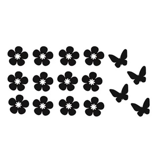 Adesivos 12 flores + 4 Borboletas Adesivo Vinil 4cm Cartela Personalizada em Oferta na Shopee