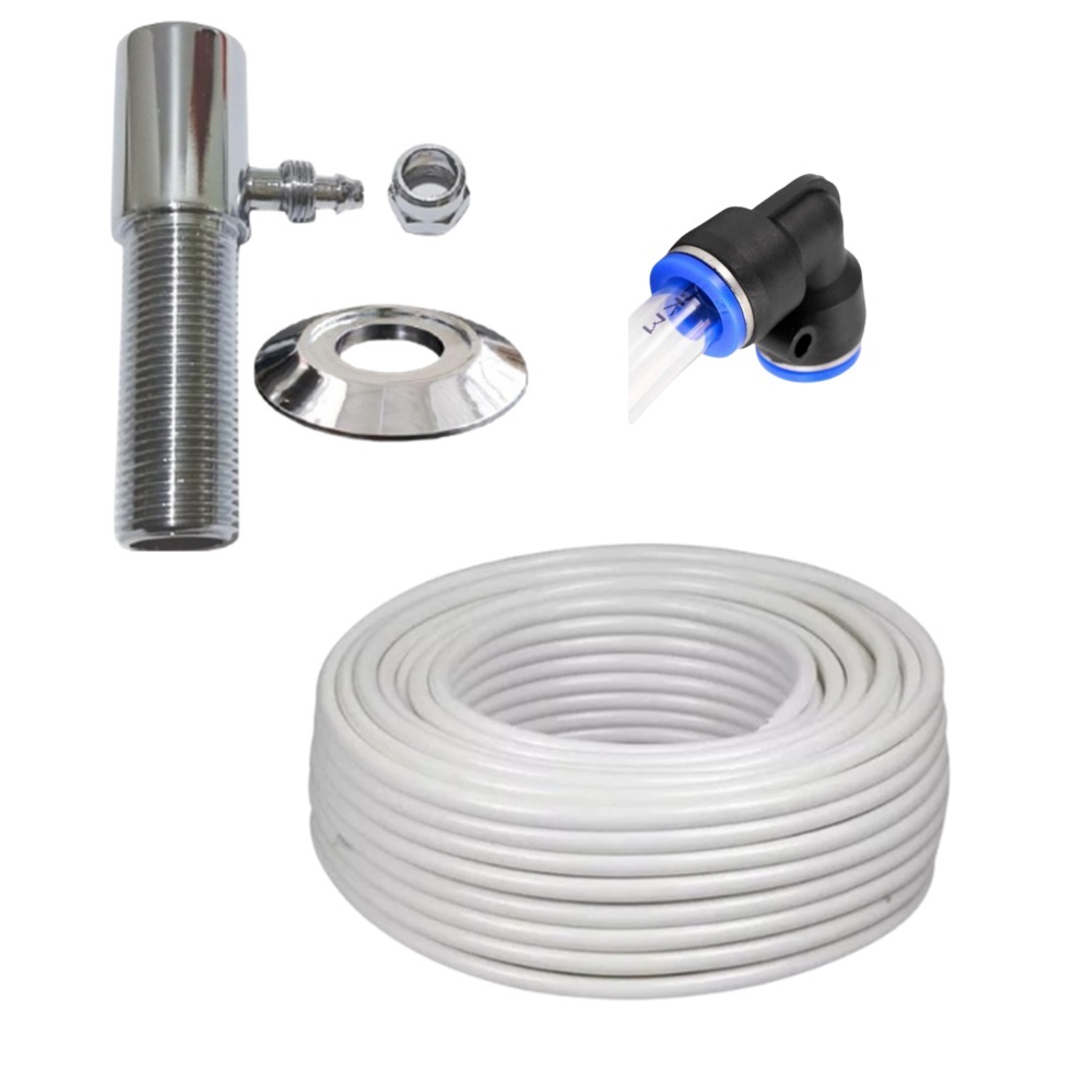 Kit Alongador com Canopla Rosca Macho e Fêmea 1/2 e Saída 1/4 + Mangueira 1/4 + Engate Rápido L 1/4