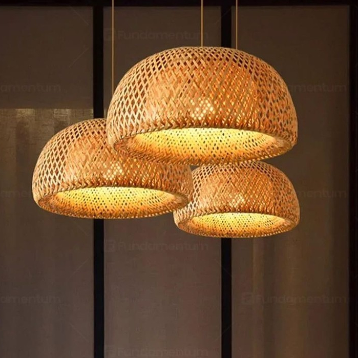 Kit 3 Luminárias de Teto Lustre Pendente Bambu Rústico 43cm Altura Ajustável 2 Metros Sala Cozinha em Oferta na Shopee