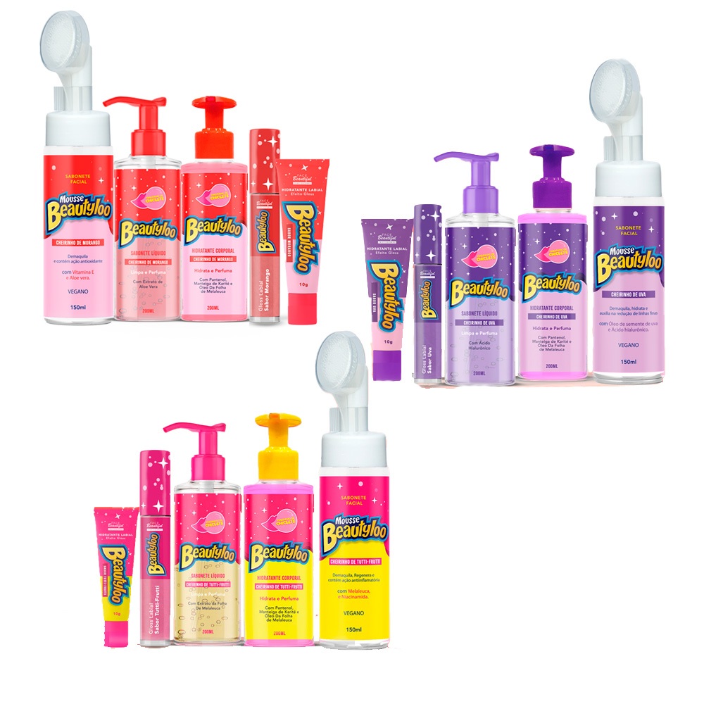 Kit Skin Care Diario Cheirinho de Chiclete Face Beautiful Beautyloo