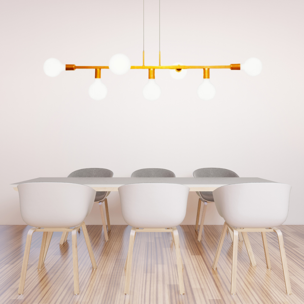 Lustre de teto Pendente Jabuticaba Rubis 7 Lâmpadas mesa de jantar e área Gourmet Cor DOURADO