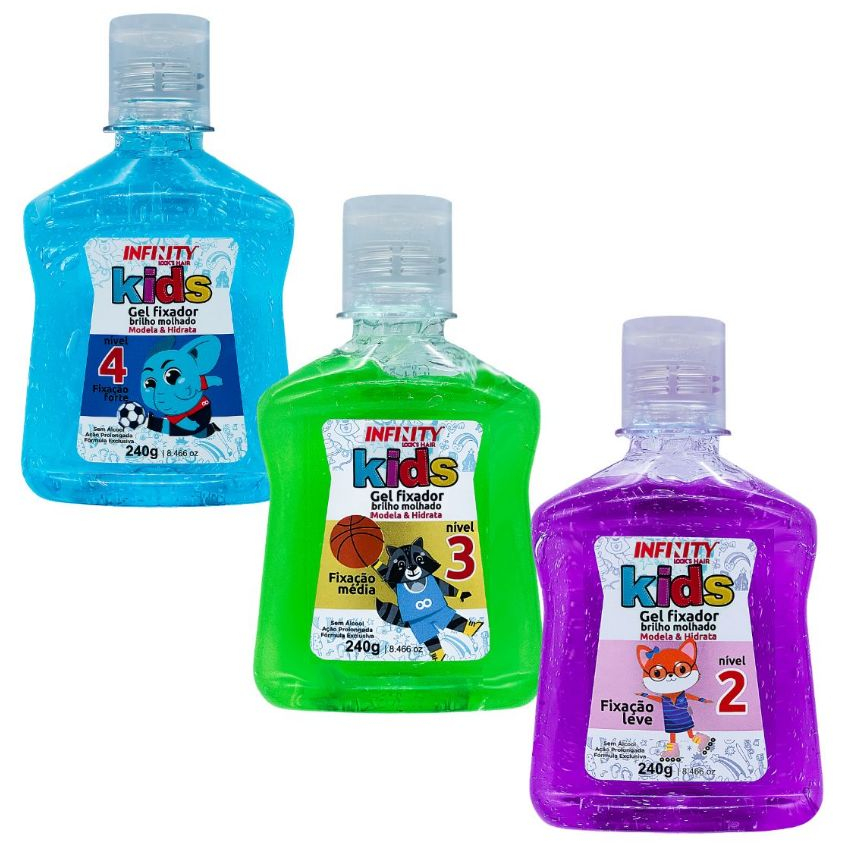 Gel de Cabelo Infantil 240g Linha Kids INFINITY LOOKS HAIR Uso indicado a partir dos 3 Anos em Oferta na Shopee