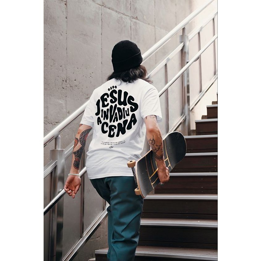 Camiseta Oversized Algodão Premium Estampa Cristã Jesus Igreja Jovens Lançamento Envio Imediato
