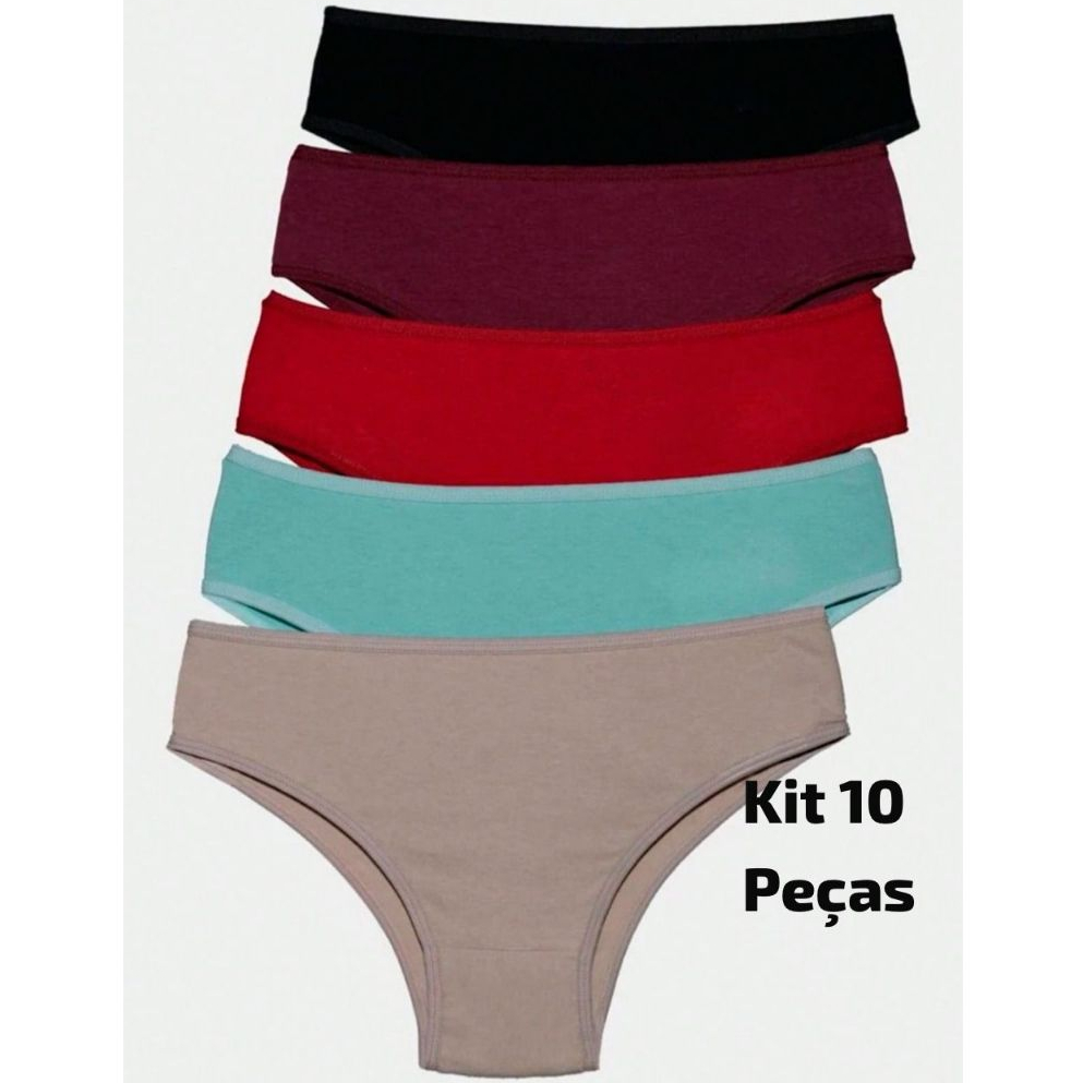 Kit Calcinha Cotton Confort Algodão Tanga Básica Feminina Conforto