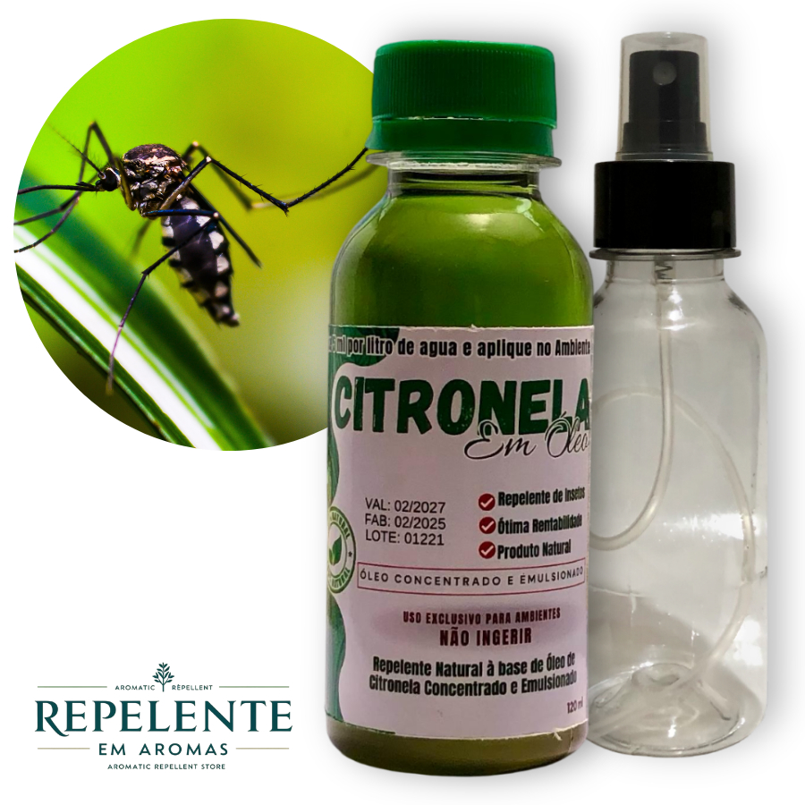 Repelente - óleo de Citronela Concentrado 1 x 120ml + 1 Spray -  faz 24 L de Repelente de Ambientes em Oferta na Shopee