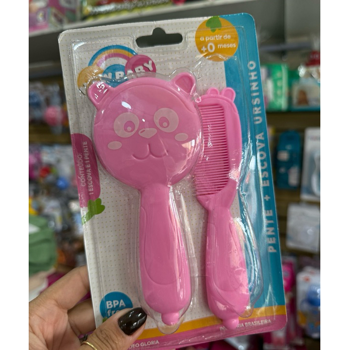kit Escova e Pente New Baby Ursinho