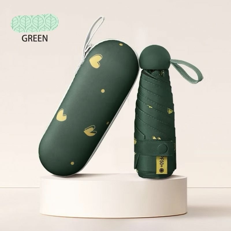 Sombrinha Mini Guarda chuva portátil coração estampado proteção com UV de cápsula com estojo