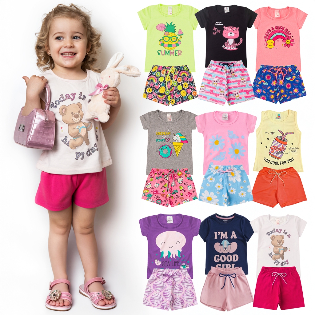 Kit 6 ou 10 Peças Sortido Roupas Infantil Menina - 1 ao 14