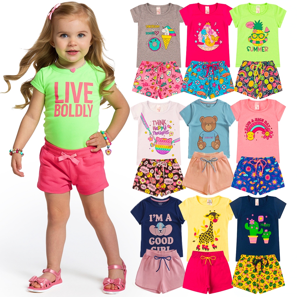 Kit de 6 ou 10 Peças Roupa Infantil Feminina - Conjunto Infantil Menina Criança Verão Envio Rápido