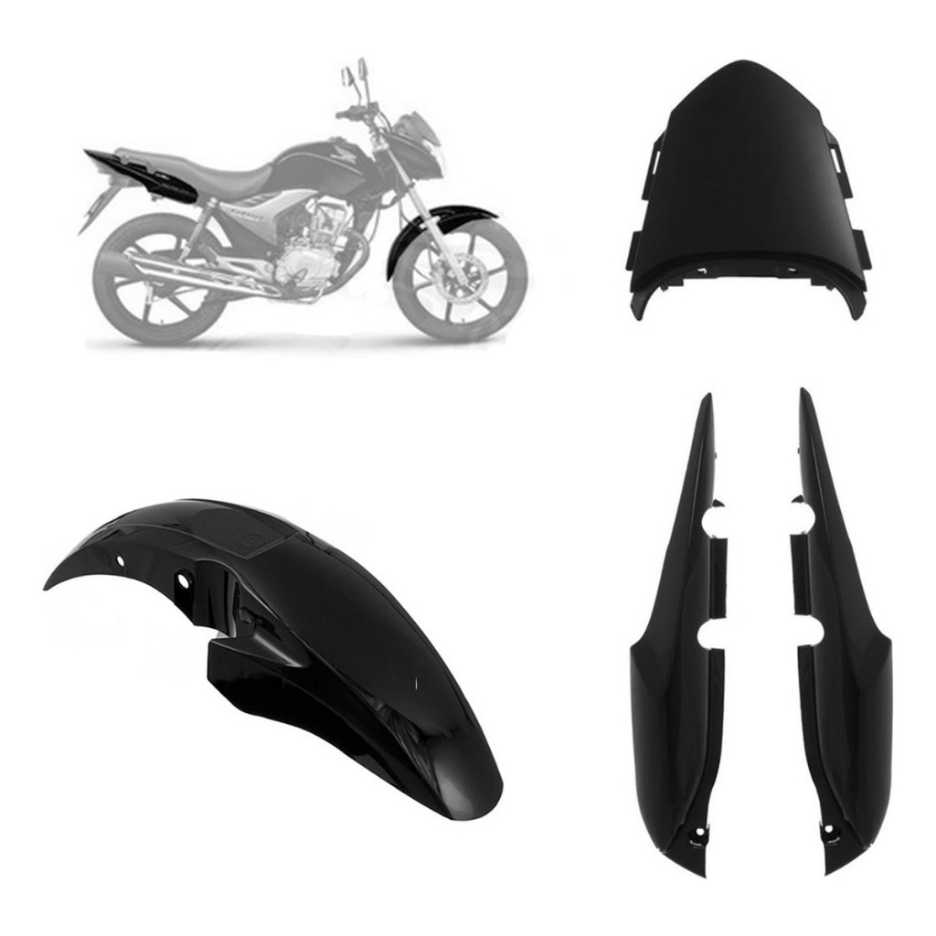 Kit Paralama Dianteiro Rabeta Traseira Moto Cg Titan 150 Fan 150 2009 2010 2011 2012 2013
