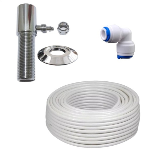 Kit Adaptador com Canopla Rosca Macho e Fêmea 1/2 e Saída 1/4 + Mangueira 1/4 + Engate Rápido L 1/4