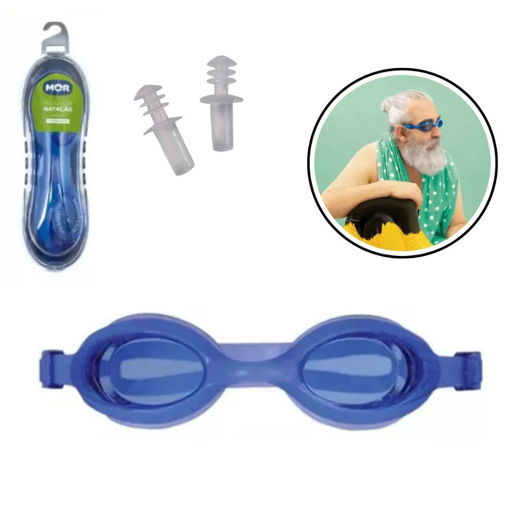 Óculos Natação Antiembaçante Mor Estojo E Protetor Auricular em Oferta na Shopee