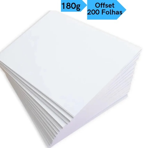 Papel Offset Opaline Liso 180g Branco Diplomata Kit 200 Folhas Masterprint