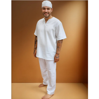 Roupa De Ração Masculina Umbanda Candomblé Branca e Preta 2 peças Conjunto Calça e Bata em Oferta na Shopee