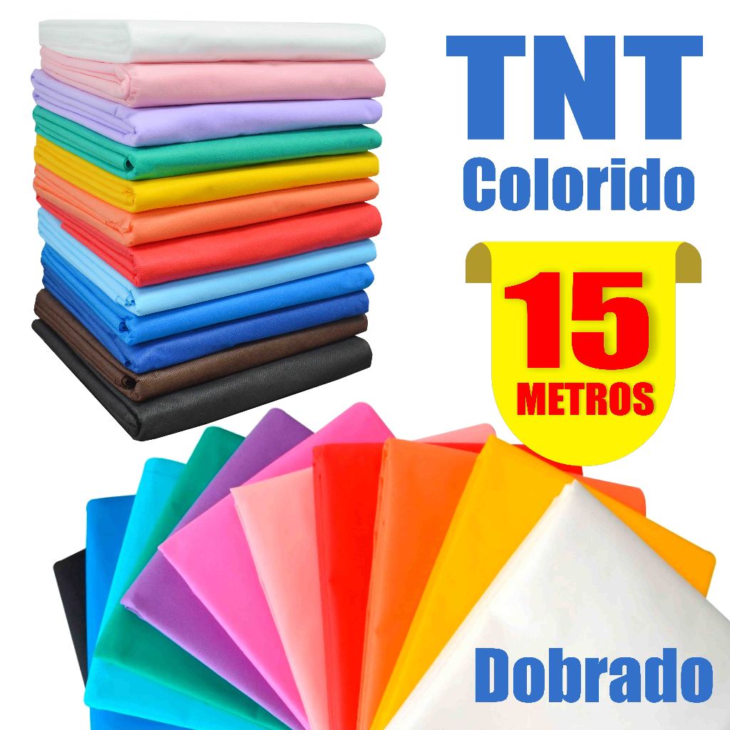 TNT Liso Colorido com 15 metros - 1,40m largura 40gm com Excelente Qualidade DOBRADO em Oferta na Shopee