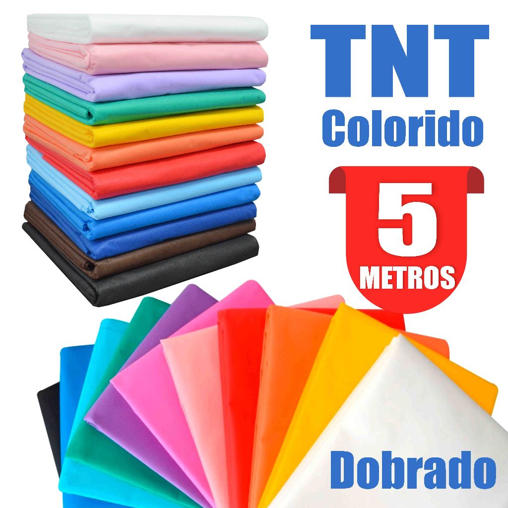 TNT Liso Colorido com 5 metros - 1,40m largura 40gm com Excelente Qualidade DOBRADO em Oferta na Shopee