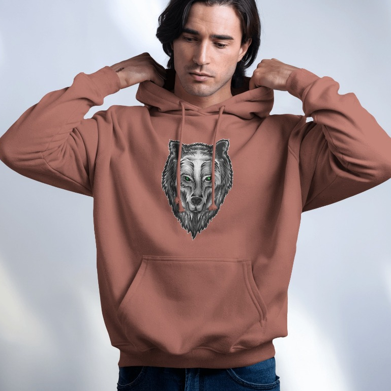 Moletom Feminino Masculino Estampado Lobo Wolf Moletom Com Capuz Canguru Flanelado Blusão Blusa Frio