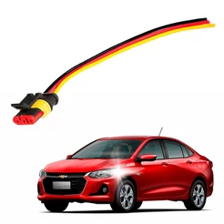 Chicote Completo Eletrico Conector 3 Vias Plug Lanterna Fiat Chevrolet Renault VW