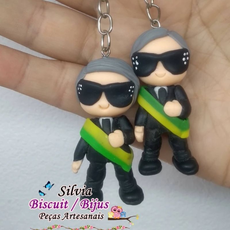 kit 3 Mini Chaveiro Bolsonaro em biscuit