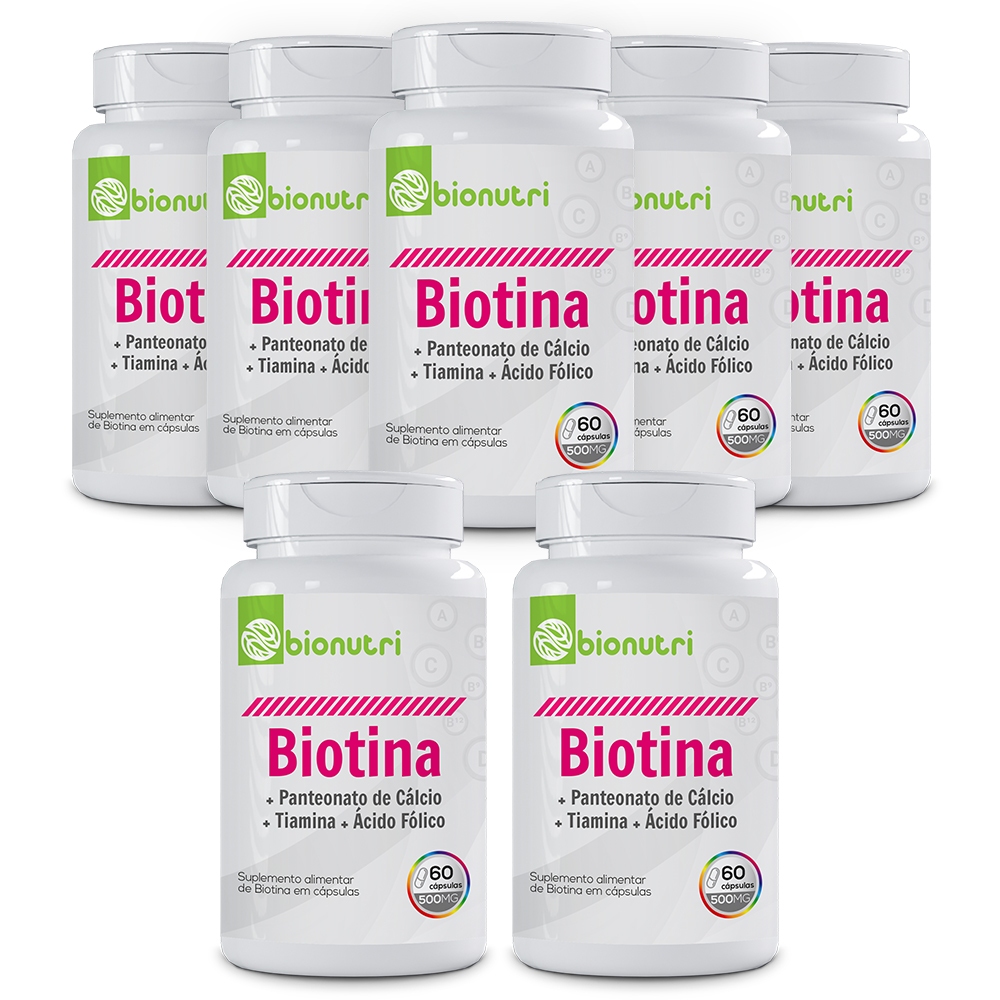 Kit 7x Biotina + Panteonato de Cálcio + Tiamina + Ácido Fólico (60 cáps) - Bionutri