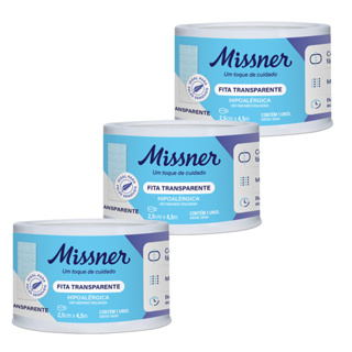 Kit Fita Transparente 2,5cm x 4,5m Microperfurada para Pele Sensível Missner em Oferta na Shopee