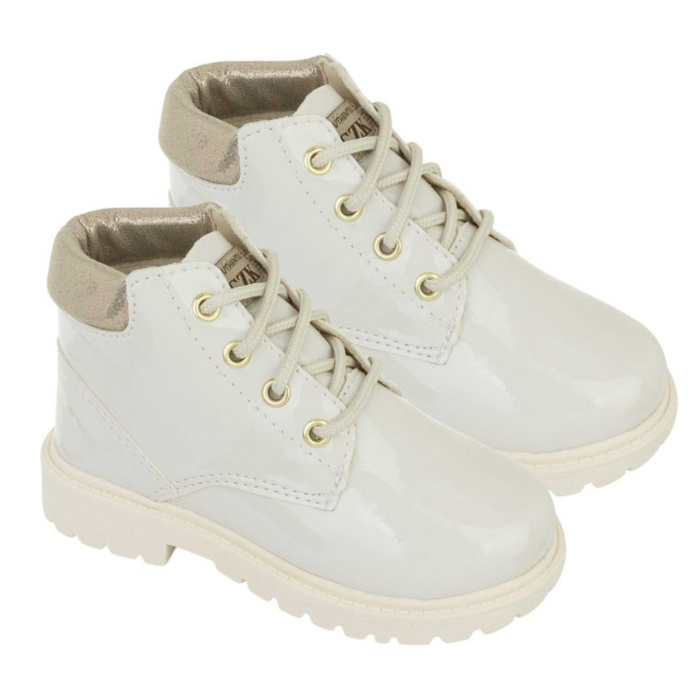Coturno Infantil Feminino Verniz Cadarço Sola Tratorada Moda Tendência Botas Inverno Confortável