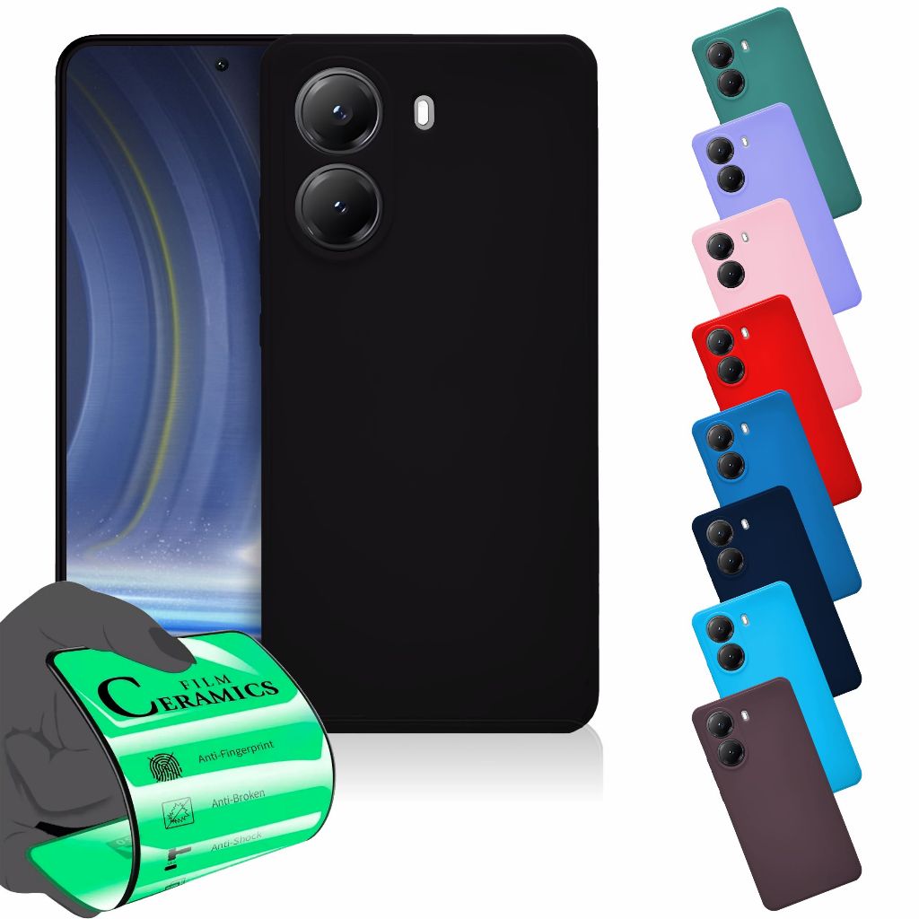 Capa Capinha Anti Shock Aveludada + Película Para Redmi 13C 4G em Oferta na Shopee