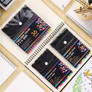 Kit 12/24/36 /48 Canetas Fina Esferográfica Ponta 0,4mm Metálica Colorido