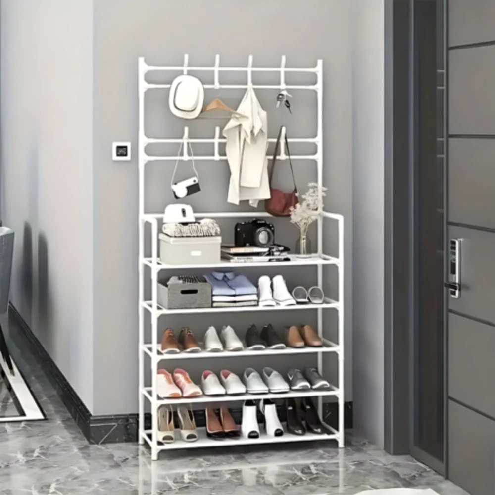 Prateleira Rack Organizadora 5 Níveis para Calçados e Roupas Arara  Closet ou área de Lavanderia Estante Móvel Sapateira