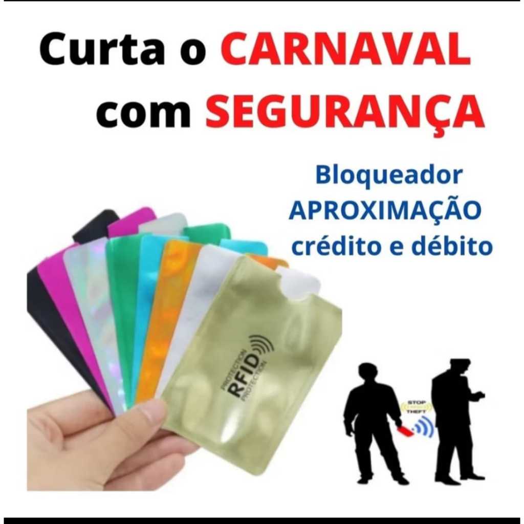 Porta Cartão com Proteção de Aproximação Contactless RFID NFC kit com 10--cod:J26