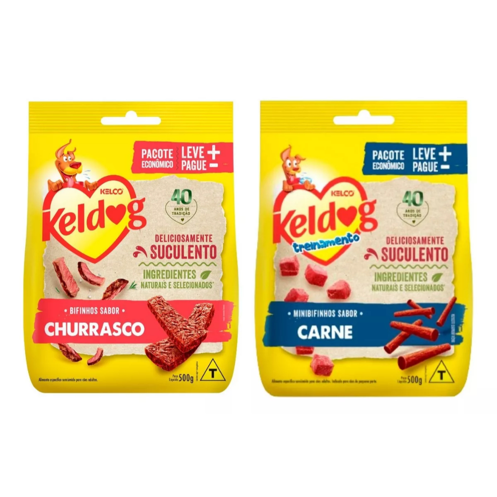 Kit2 Petiscos Cão Bifinho Keldog Mini Carne E Churrasco500g em Oferta na Shopee