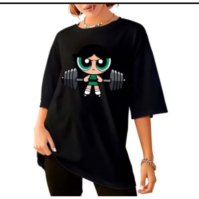 Camiseta oversized t-shirt meninas super poderosas academia tendência Docinho