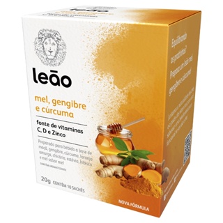 Vitamínico Leão - Mel, Gengibre e Cúrcuma 10 Sachês em Oferta na Shopee