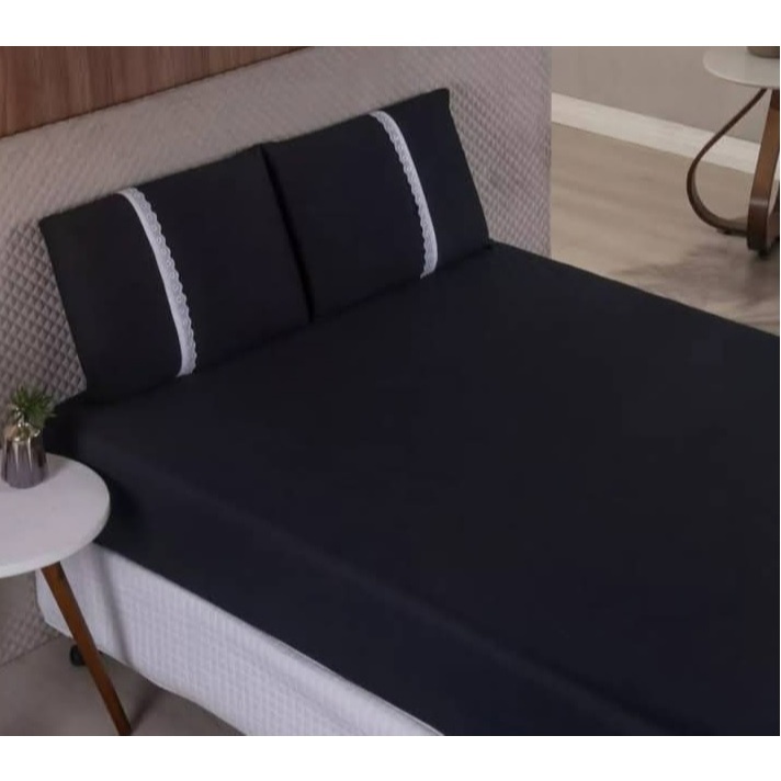 Jogo De Lençol Cama Queen Size 3 Peças Box Com Elástico Malha 100% Algodão